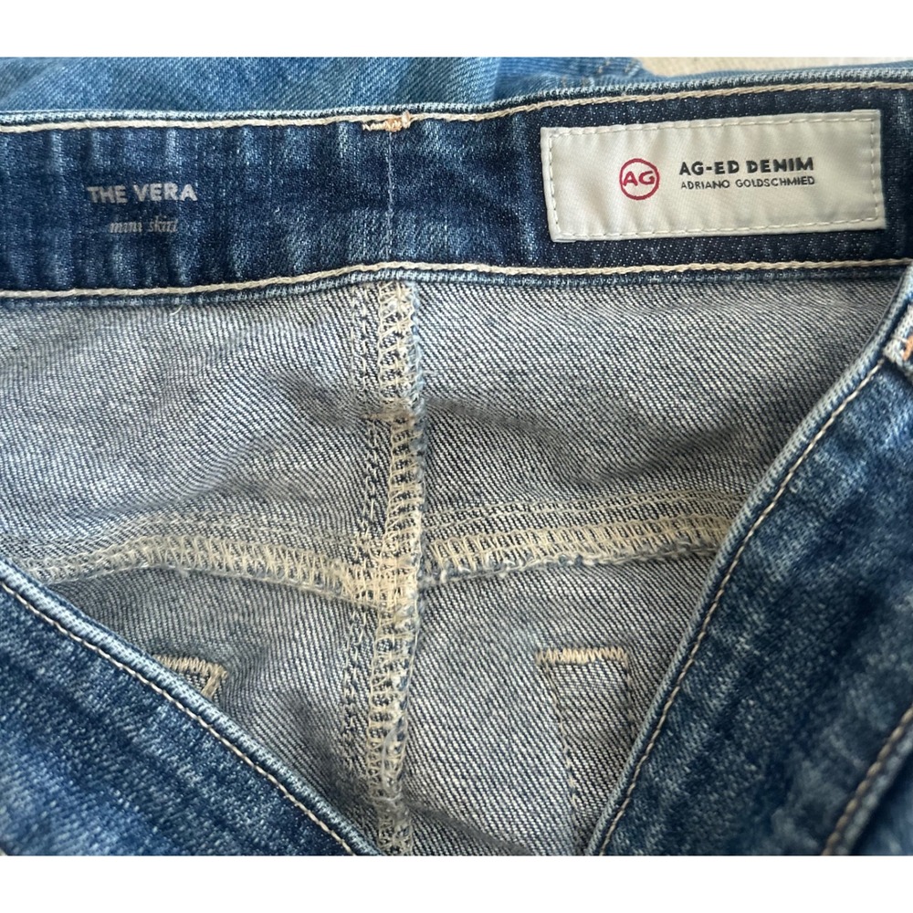 AG Adriano Goldschmied The Vera Denim Mini Skirt Medium Wash Blue Womens Size 29 - Picture 3 of 3